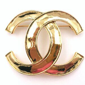 Chanel Vintage Gold Plated CC Large Brooch
